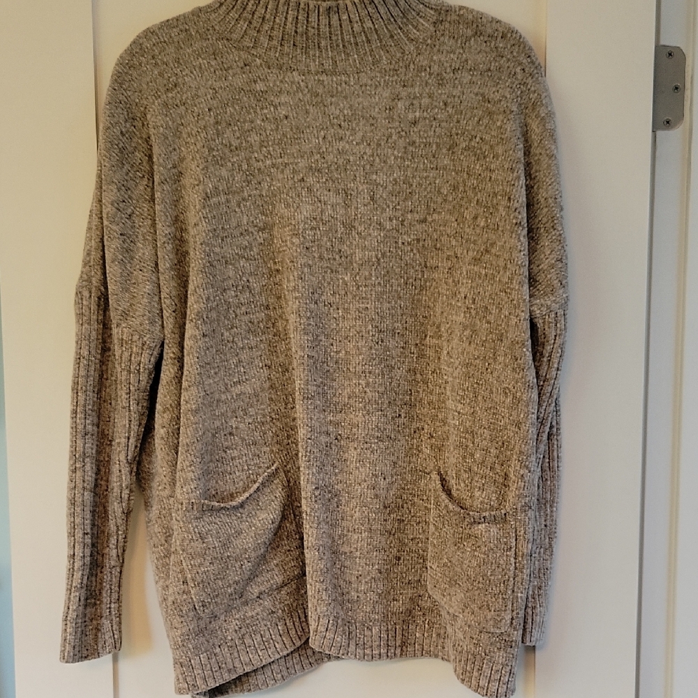 J. JILL Cozy Ribbed Chenille Pocket Sweater - Taupe